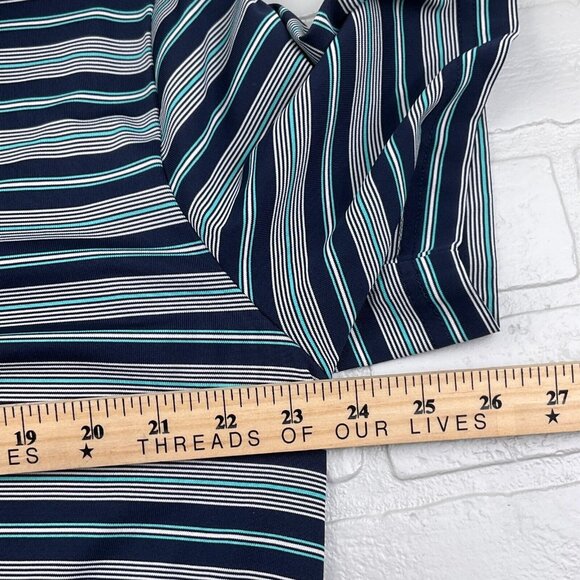 Chaps Shirt Mens XLarge Blue‎ Turquoise White Stripe Polo Knit Casual Sport Golf - Picture 5 of 8